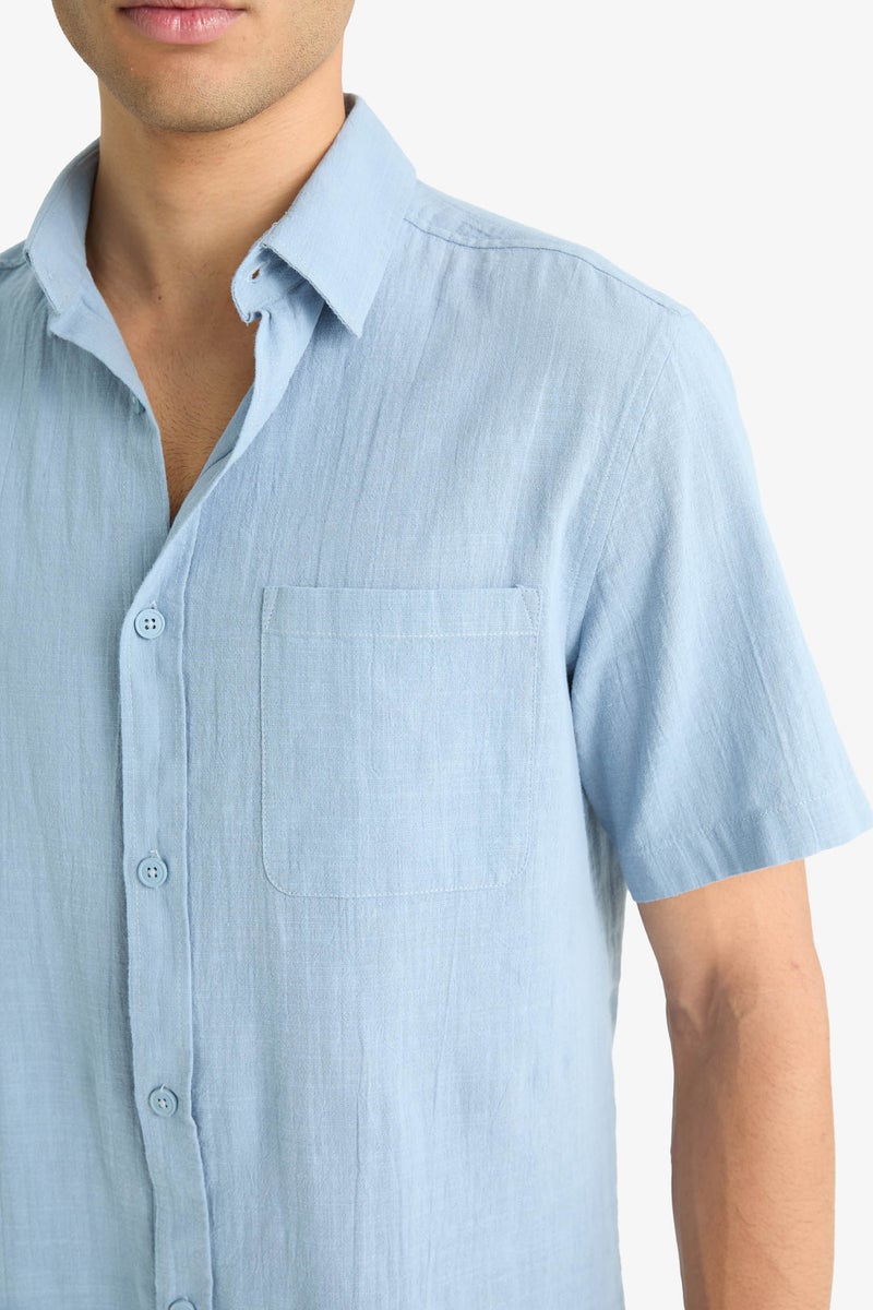 DeFacto Blue Man Slim Fit Polo Collar Short Sleeve Shirt Casual - Image 5